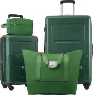 2 Piece Luggage Set for Travel, Expandable with Spinner Wheels, Lightweight Design, Stylish Green