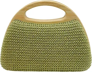 2025 Spring Summer Straw Handbag Unique Wooden Fashion Woven Purse Women Evening Clutch Bag
