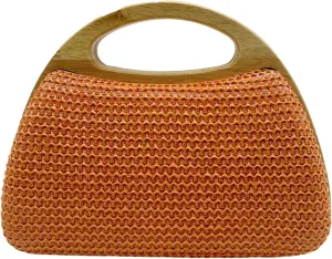 2025 Spring Summer Straw Handbag Unique Wooden Fashion Woven Purse Women Evening Clutch Bag