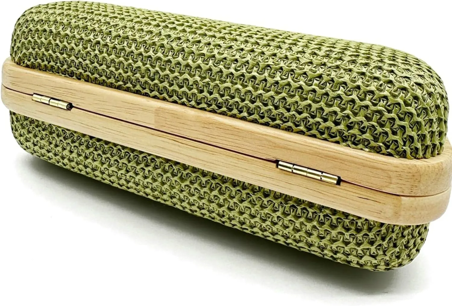2025 Spring Summer Straw Handbag Unique Wooden Fashion Woven Purse Women Evening Clutch Bag