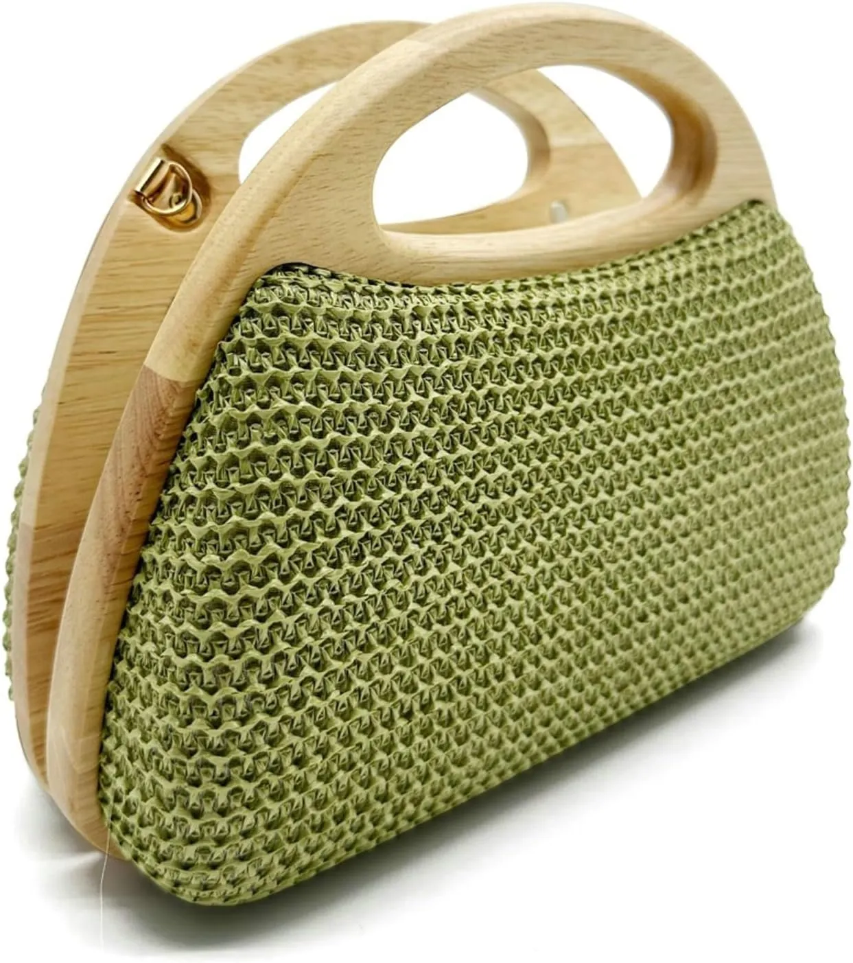 2025 Spring Summer Straw Handbag Unique Wooden Fashion Woven Purse Women Evening Clutch Bag