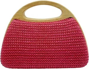 2025 Spring Summer Straw Handbag Unique Wooden Fashion Woven Purse Women Evening Clutch Bag