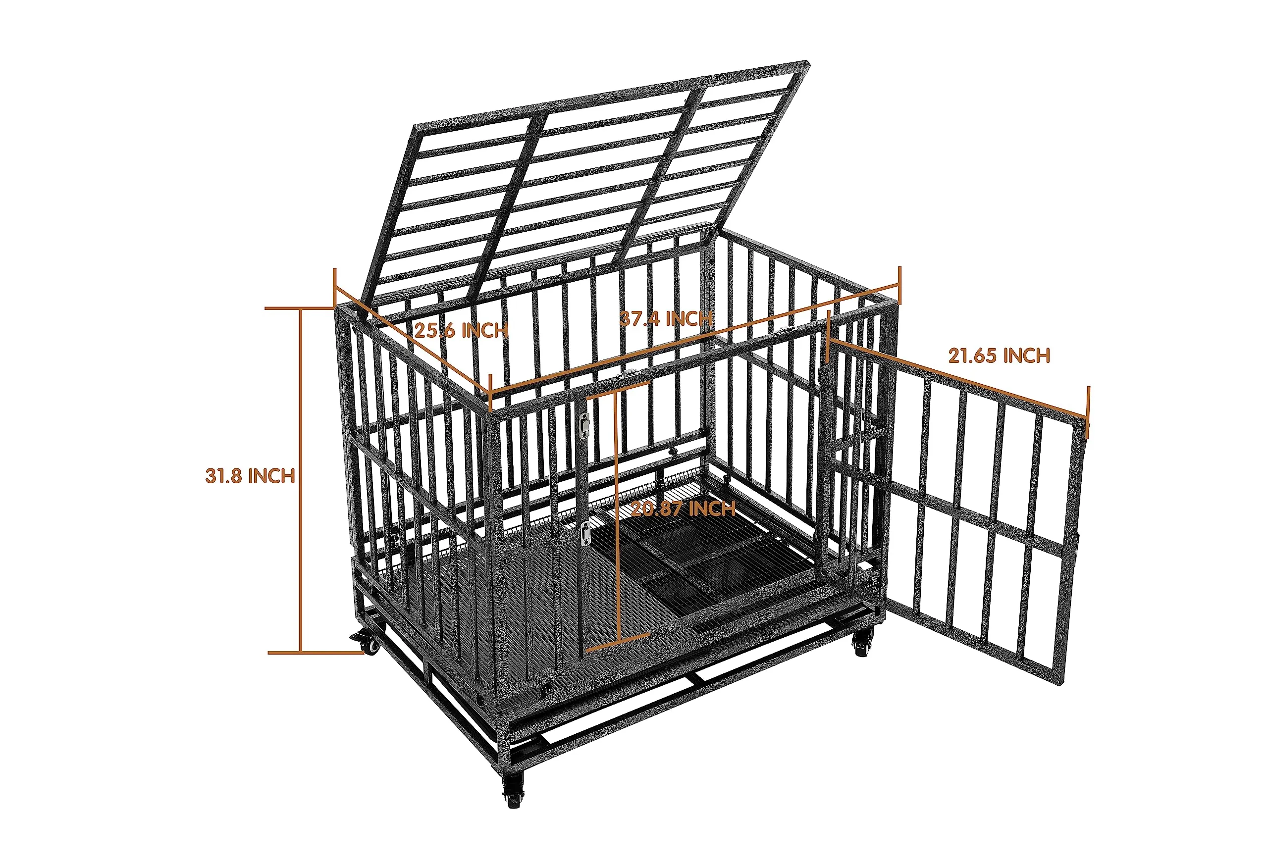 38/42/46 inch Heavy Duty Extra Large Indestructible Dog Crate Kennel Indoor with Separation Anxiety