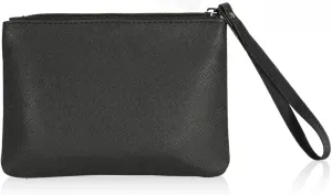 4.5 x 6.5 Clutch Stadium Approved, Leather Coin Purse for Women Wristlet Money Pouches for Cash Car Change with Zipper Lipstick Holder, Extra Small Makeup Bag for Purse Organizer Insert, Black