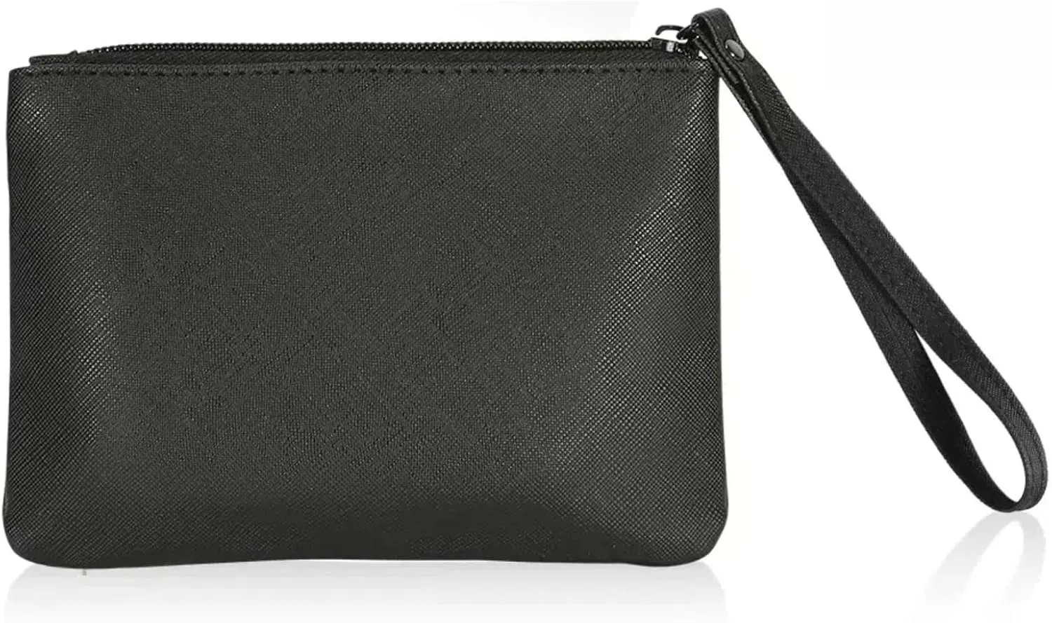 4.5 x 6.5 Clutch Stadium Approved, Leather Coin Purse for Women Wristlet Money Pouches for Cash Car Change with Zipper Lipstick Holder, Extra Small Makeup Bag for Purse Organizer Insert, Black