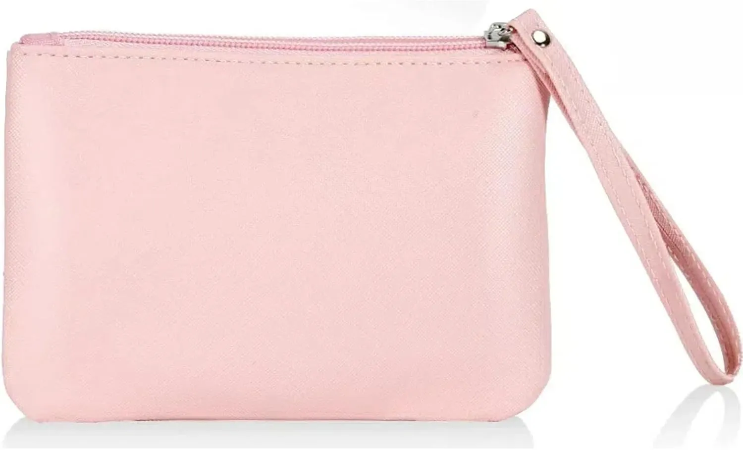 4.5 x 6.5 Clutch Stadium Approved, Leather Coin Purse for Women Wristlet Money Pouches for Cash Car Change with Zipper Lipstick Holder, Extra Small Makeup Bag for Purse Organizer Insert, Pink