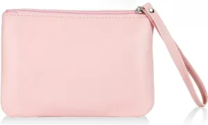 4.5 x 6.5 Clutch Stadium Approved, Leather Coin Purse for Women Wristlet Money Pouches for Cash Car Change with Zipper Lipstick Holder, Extra Small Makeup Bag for Purse Organizer Insert, Pink