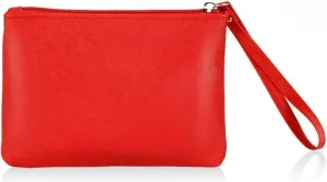 4.5 x 6.5 Clutch Stadium Approved, Leather Coin Purse for Women Wristlet Money Pouches for Cash Car Change with Zipper Lipstick Holder, Extra Small Makeup Bag for Purse Organizer Insert, Red