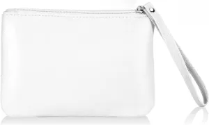 4.5 x 6.5 Clutch Stadium Approved, Leather Coin Purse for Women Wristlet Money Pouches for Cash Car Change with Zipper Lipstick Holder, Extra Small Makeup Bag for Purse Organizer Insert, White
