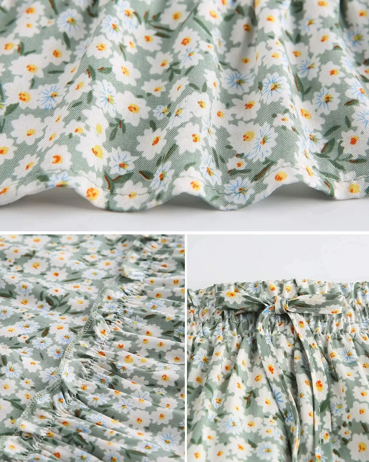 Alelly Women's Summer Cute High Waist Ruffle Skirt Floral Print Swing Beach Mini Skirt