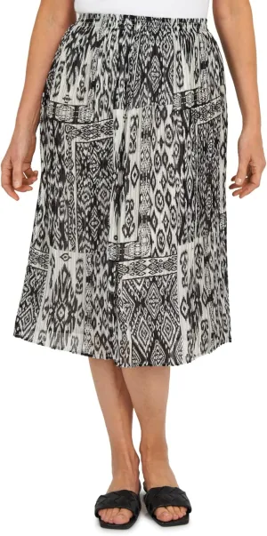 Alfred Dunner Women's Patchwork Pleated Midi Skirt