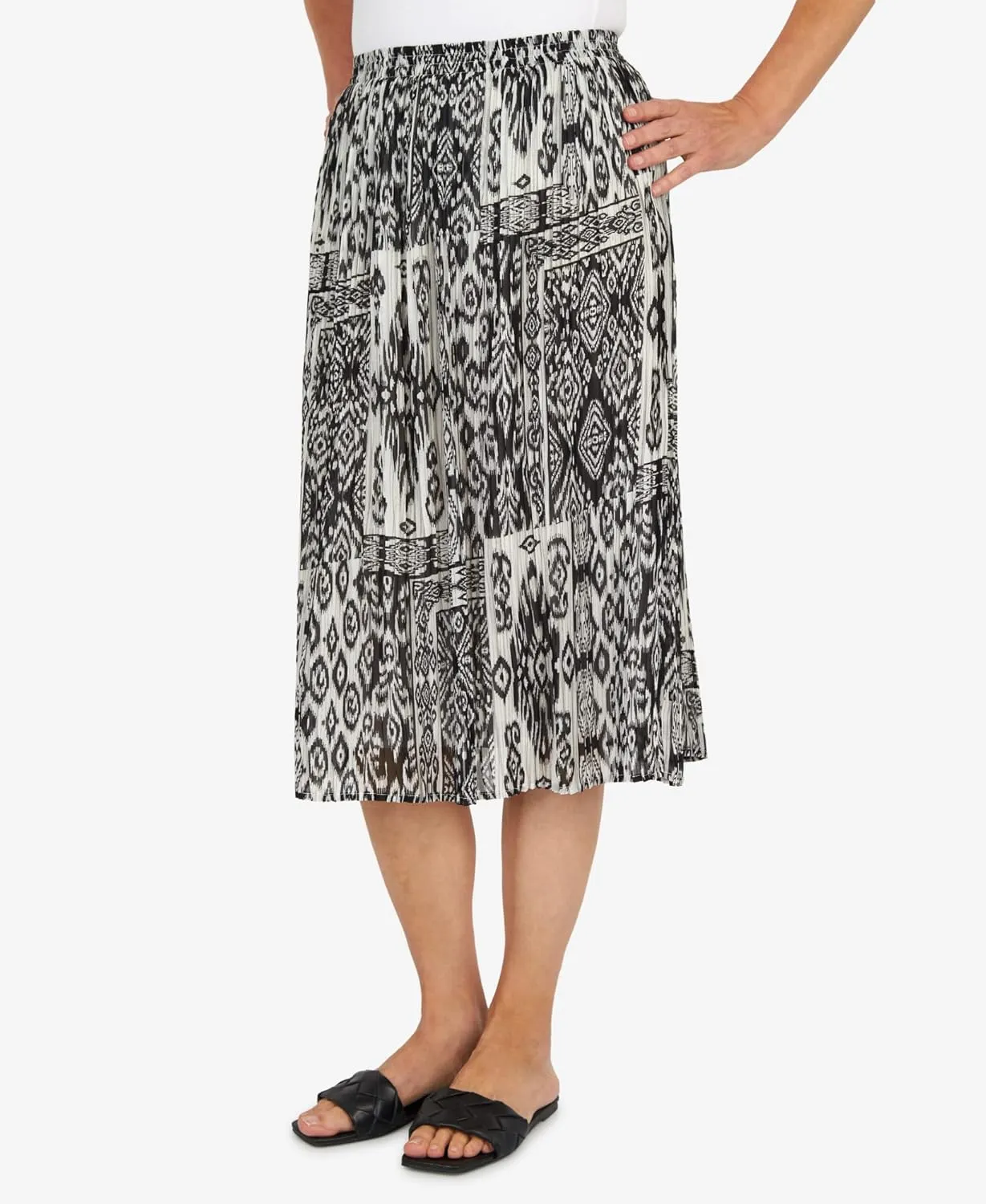 Alfred Dunner Women's Patchwork Pleated Midi Skirt