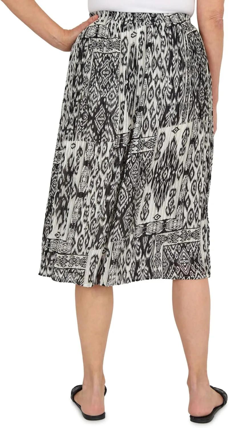 Alfred Dunner Women's Patchwork Pleated Midi Skirt