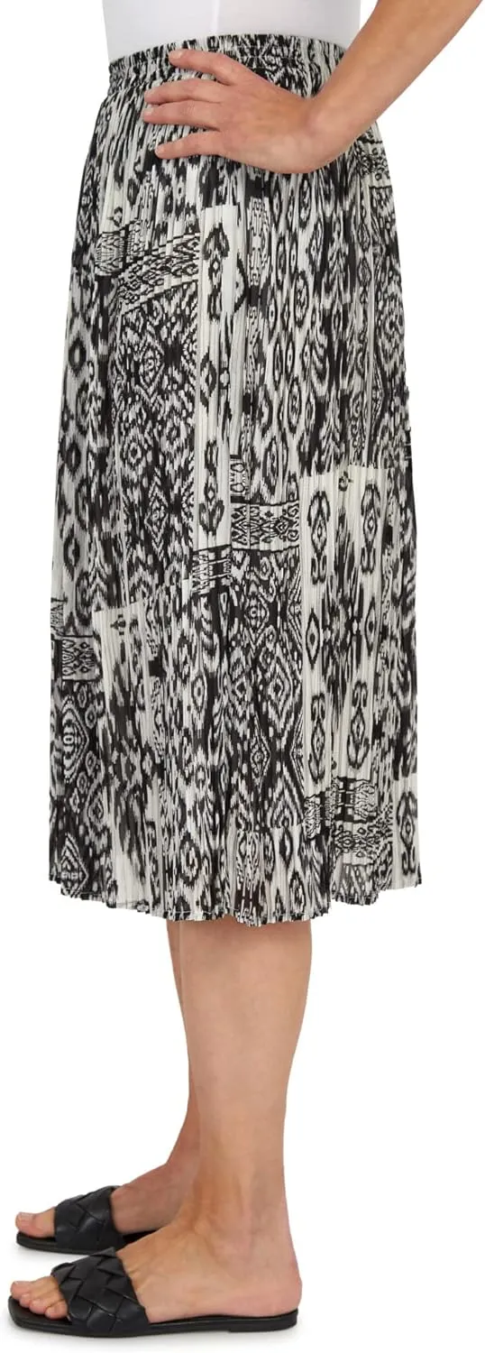 Alfred Dunner Women's Patchwork Pleated Midi Skirt