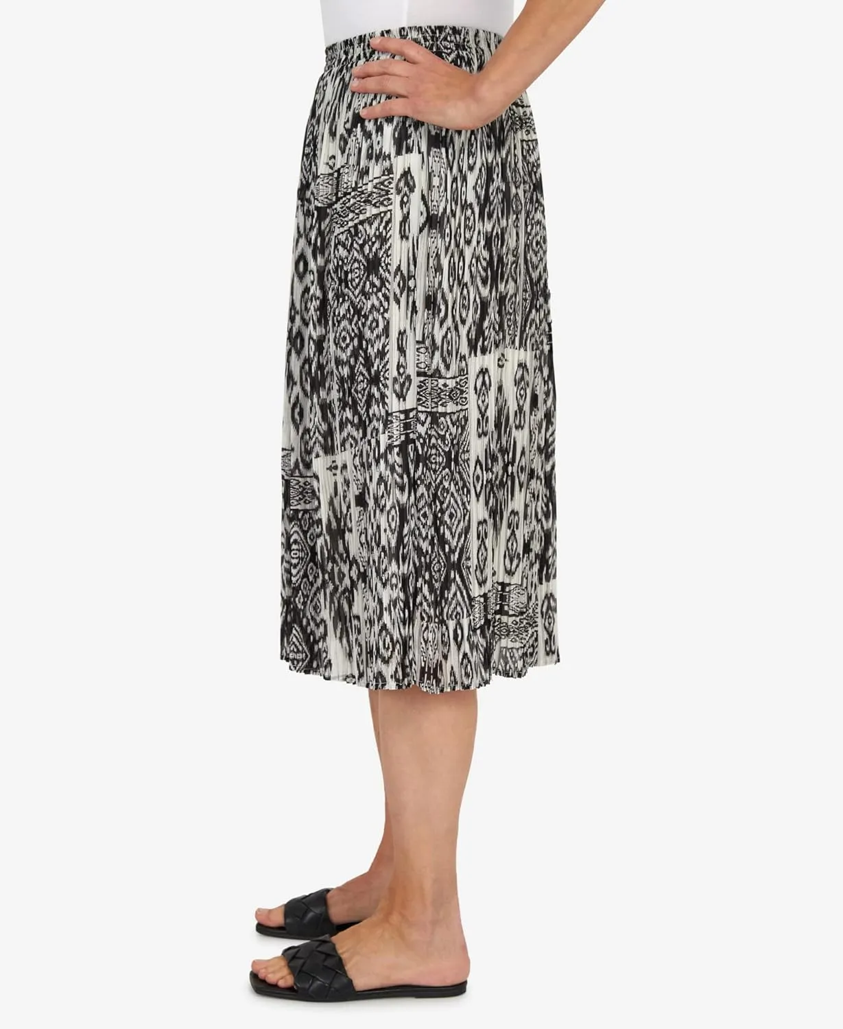 Alfred Dunner Women's Patchwork Pleated Midi Skirt