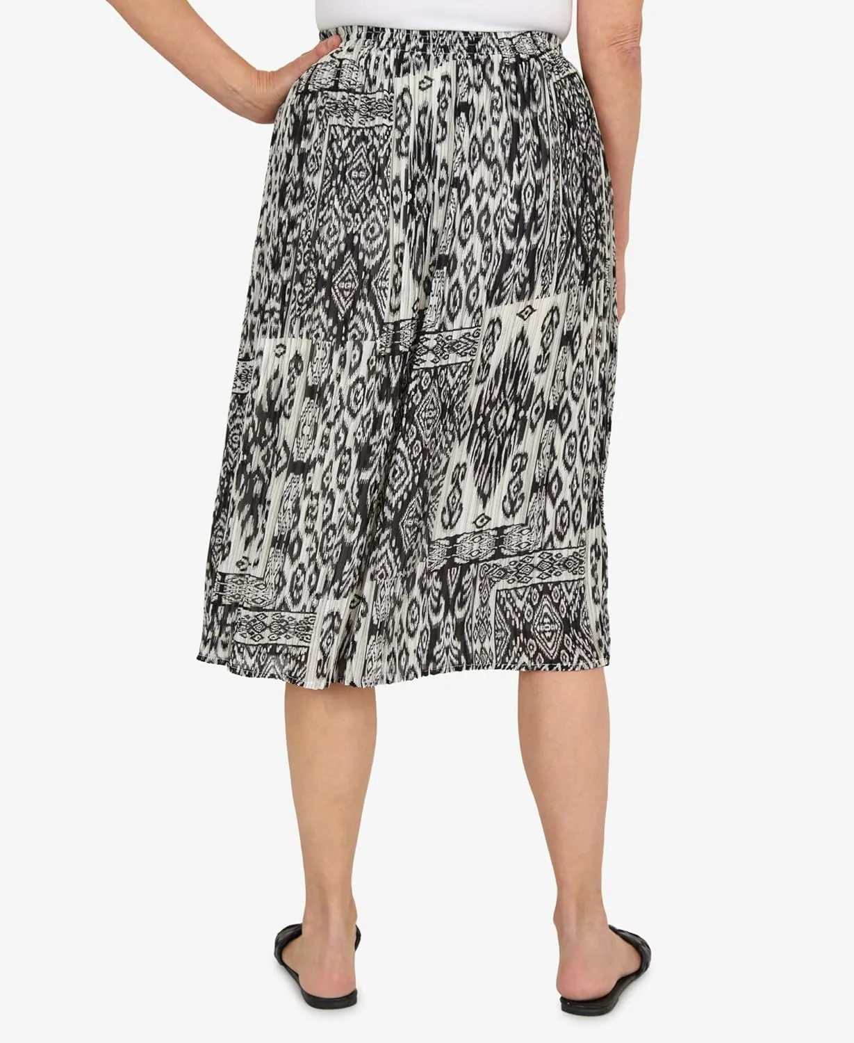 Alfred Dunner Women's Patchwork Pleated Midi Skirt