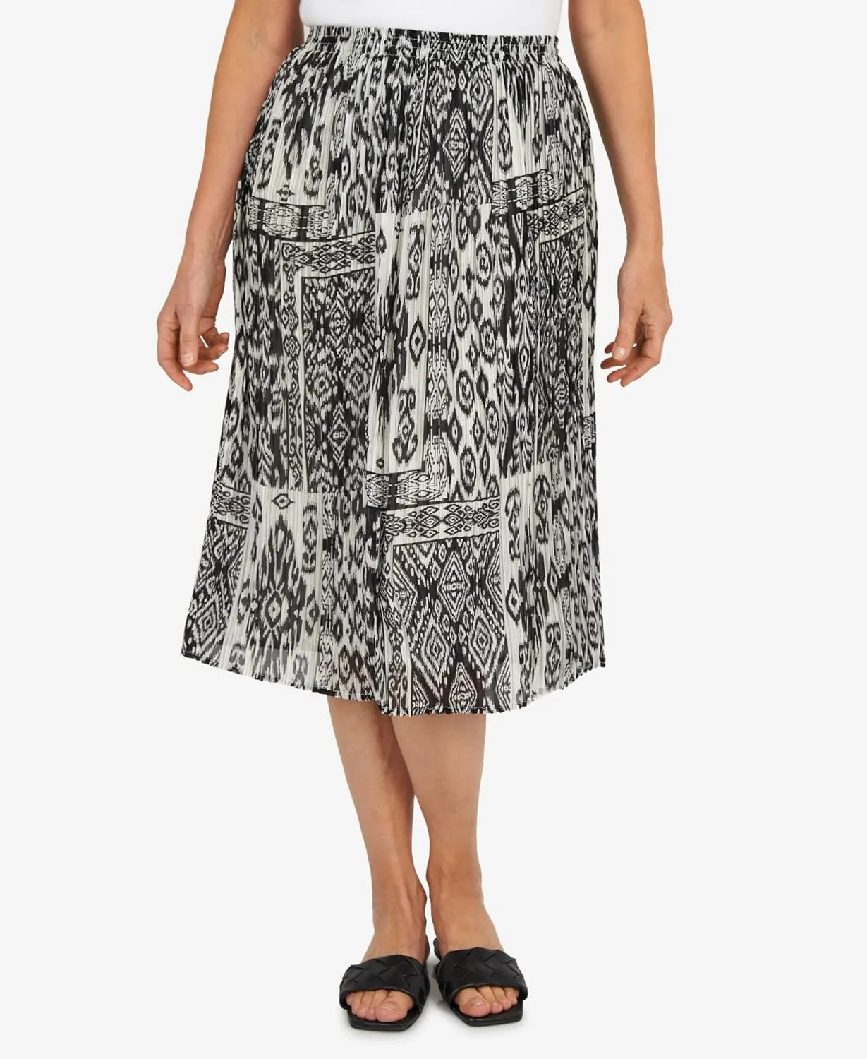 Alfred Dunner Women's Patchwork Pleated Midi Skirt