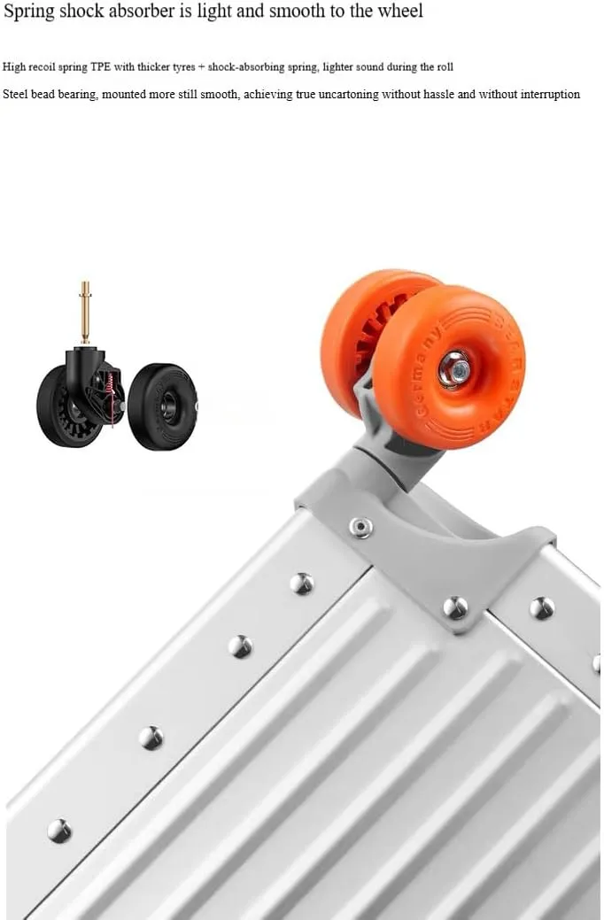All Aluminum Carry On Luggage,High end TSA Aviation Approved Luggage,Business Metal Hard Shell Carry On Luggage Without Zippers,Equipped with Spinner Wheels. (Grey paired with orange, 20inch)