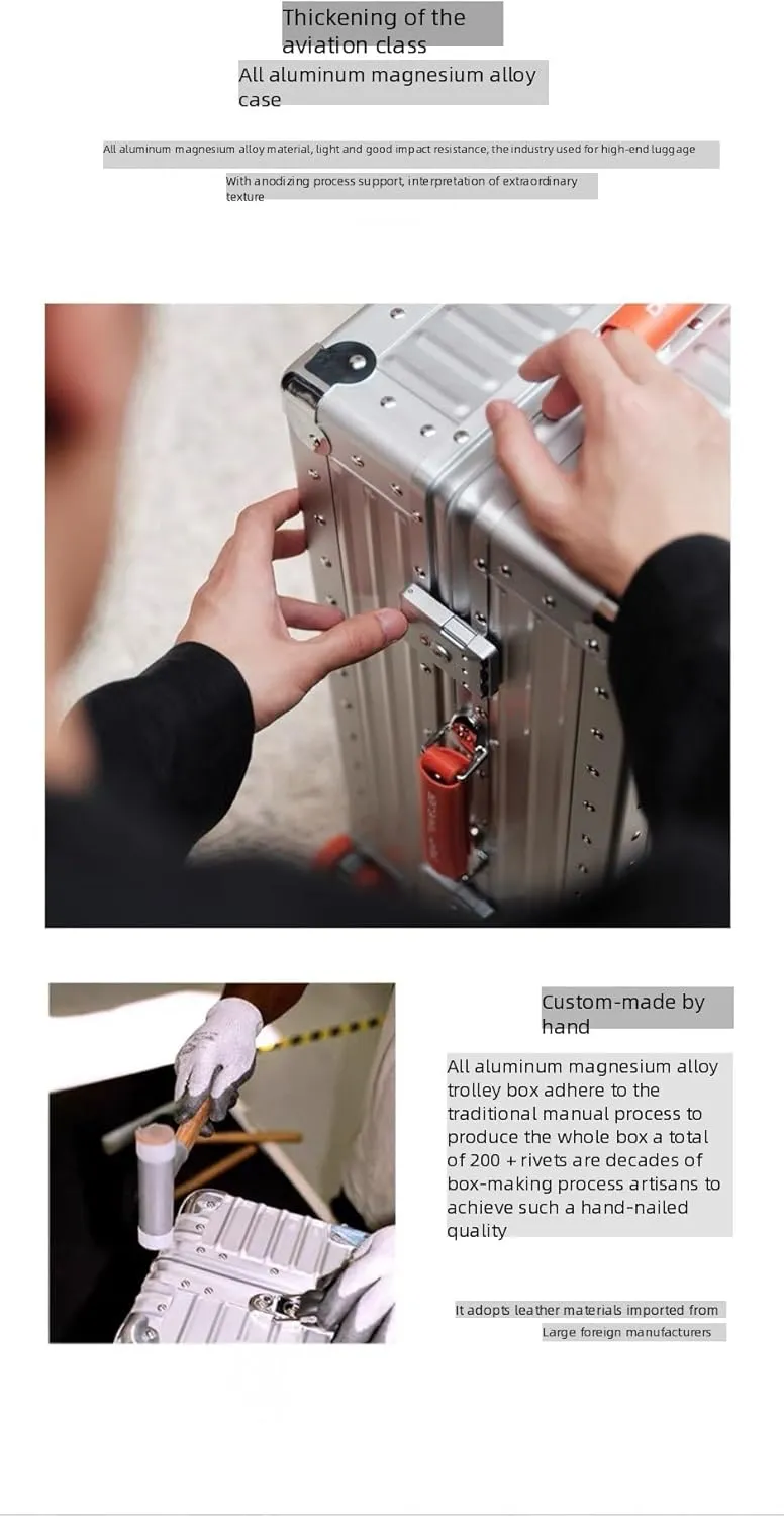 All Aluminum Carry On Luggage,High end TSA Aviation Approved Luggage,Business Metal Hard Shell Carry On Luggage Without Zippers,Equipped with Spinner Wheels. (Grey paired with orange, 20inch)