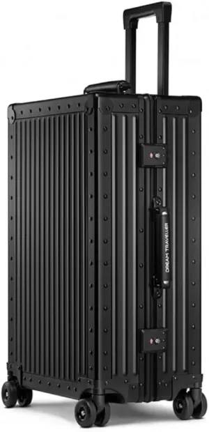 All Aluminum Carry On Luggage,High end TSA Aviation Approved Luggage,Business Metal Hard Shell Carry On Luggage Without Zippers,Equipped with Spinner Wheels. (Matte black, 20inch)