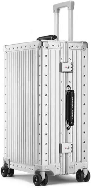 All Aluminum Carry On Luggage,High end TSA Aviation Approved Luggage,Business Metal Hard Shell Carry On Luggage Without Zippers,Equipped with Spinner Wheels. (Silver, 20inch)