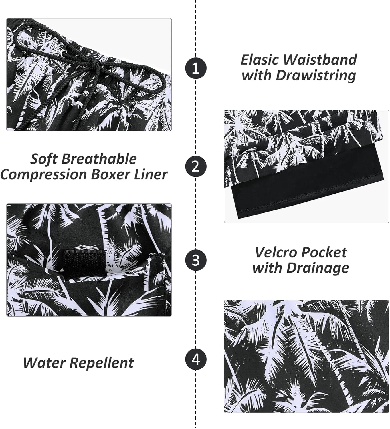 American Trends Men's Swim Trunks Board Shorts Quick Dry Mens Swimming Trunks with Compression Liner