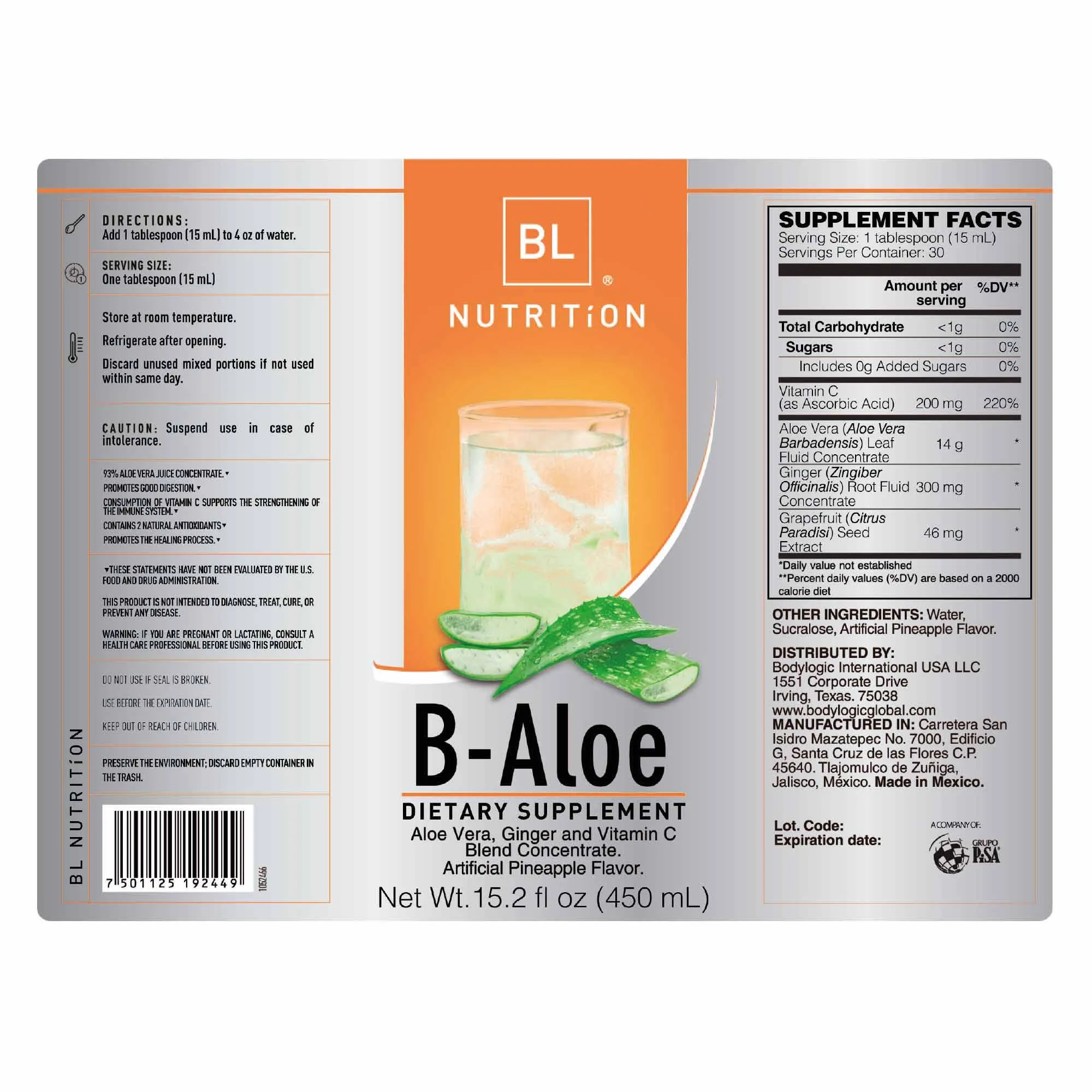 B-Aloe Dietary Supplement Aloe-Vera Ginger And Vit C