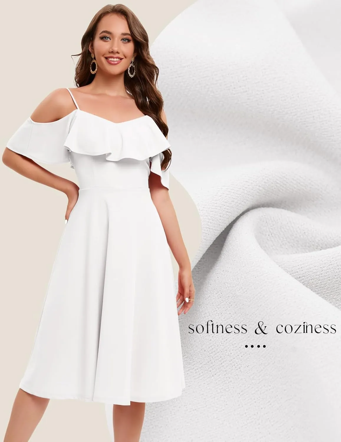 Bbonlinedress Womens Off Shoulder Summer Wedding Guest Dress Formal Cocktail Prom Graduation Homecoming A-line Midi Dress
