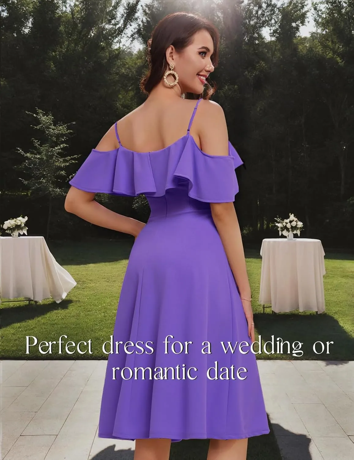 Bbonlinedress Womens Off Shoulder Summer Wedding Guest Dress Formal Cocktail Prom Graduation Homecoming A-line Midi Dress