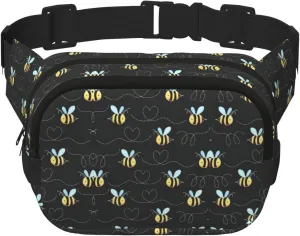 Bee flying print Everywhere Fanny Pack Purse with Adjustable Straps for Casual Travel Hiking Outdoor Sports