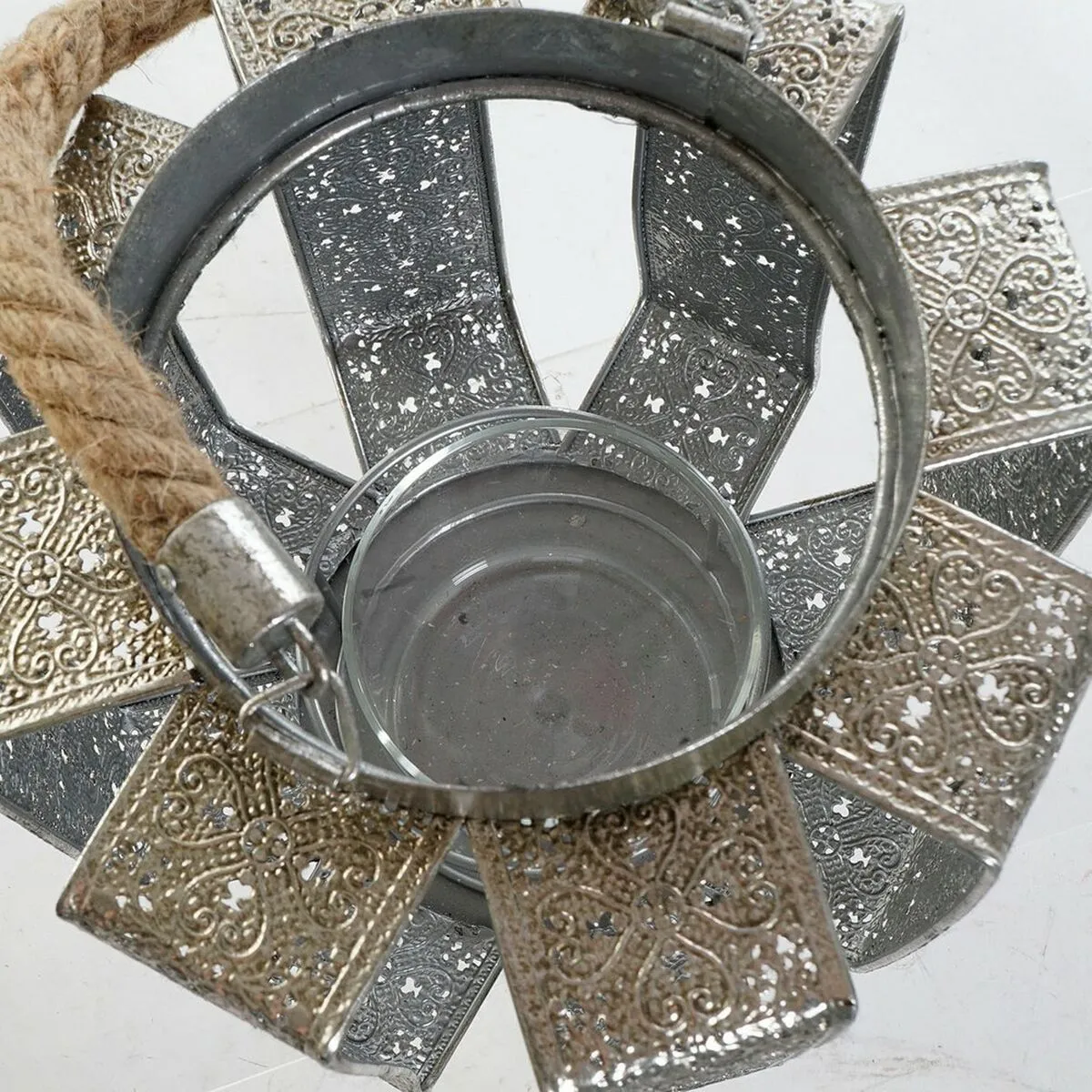 Candle Holder Dkd Home Decor 21 x 21 x 23 Cm Silver Metal Rope Arab