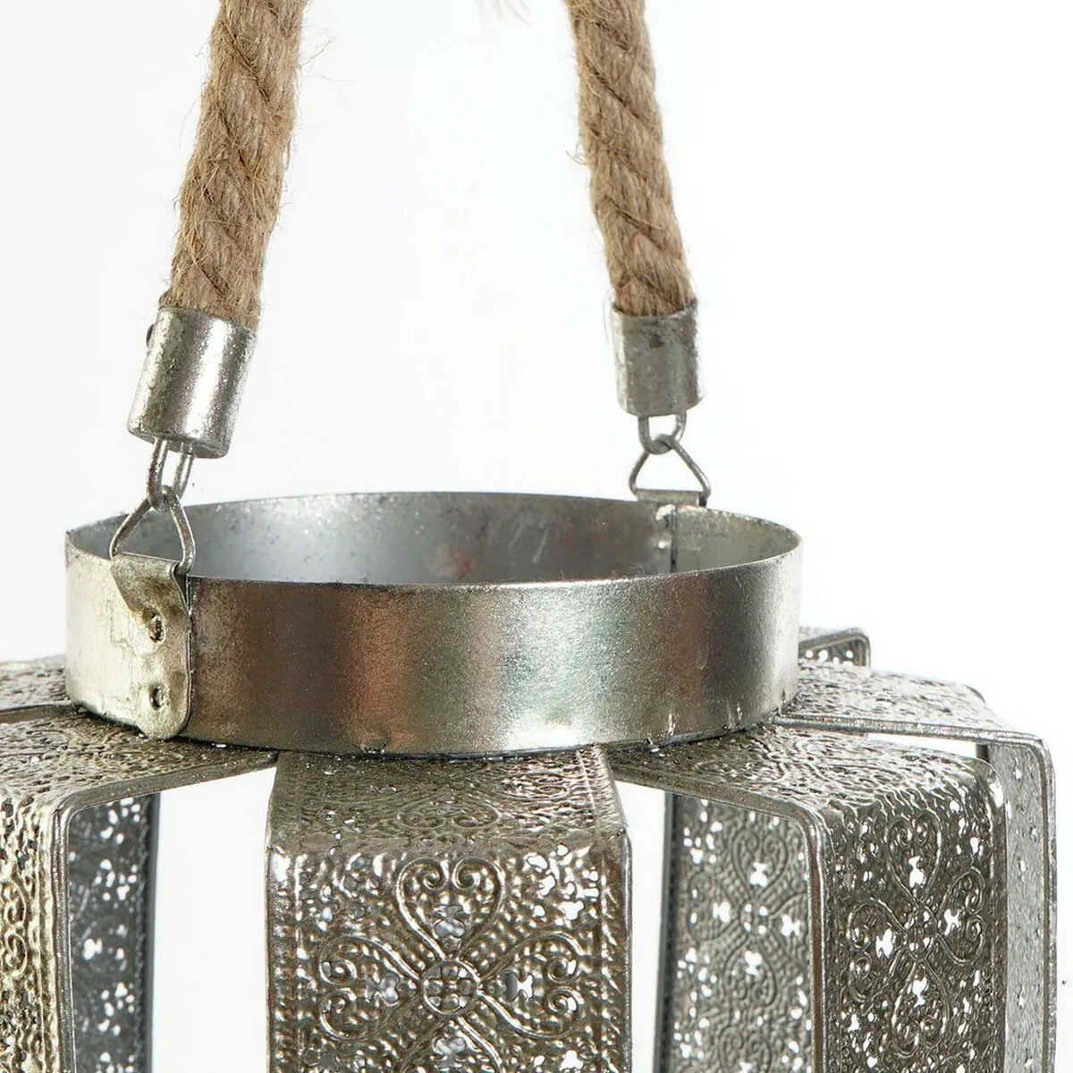 Candle Holder Dkd Home Decor 21 x 21 x 23 Cm Silver Metal Rope Arab