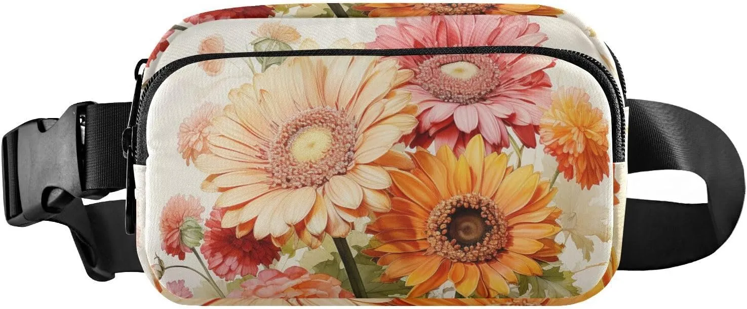 Colored Flowers Closeup Fanny Pack Hip Bag Belt Bag for Women Man Fashion Waist Pack Water-repellent Crossbody Bag for Halloween Costumes Running Hiking Jogging Travel Sport