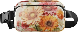 Colored Flowers Closeup Fanny Pack Hip Bag Belt Bag for Women Man Fashion Waist Pack Water-repellent Crossbody Bag for Halloween Costumes Running Hiking Jogging Travel Sport