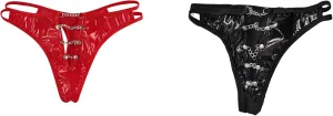 COMLIFE Men's Light Color Leather Glossy Front Hollow Out Thongs Back Mesh See-through Revealing Buttocks Panties