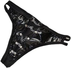 COMLIFE Men's Light Color Leather Glossy Front Hollow Out Thongs Back Mesh See-through Revealing Buttocks Panties