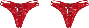 COMLIFE Men's Light Color Leather Glossy Front Hollow Out Thongs Back Mesh See-through Revealing Buttocks Panties
