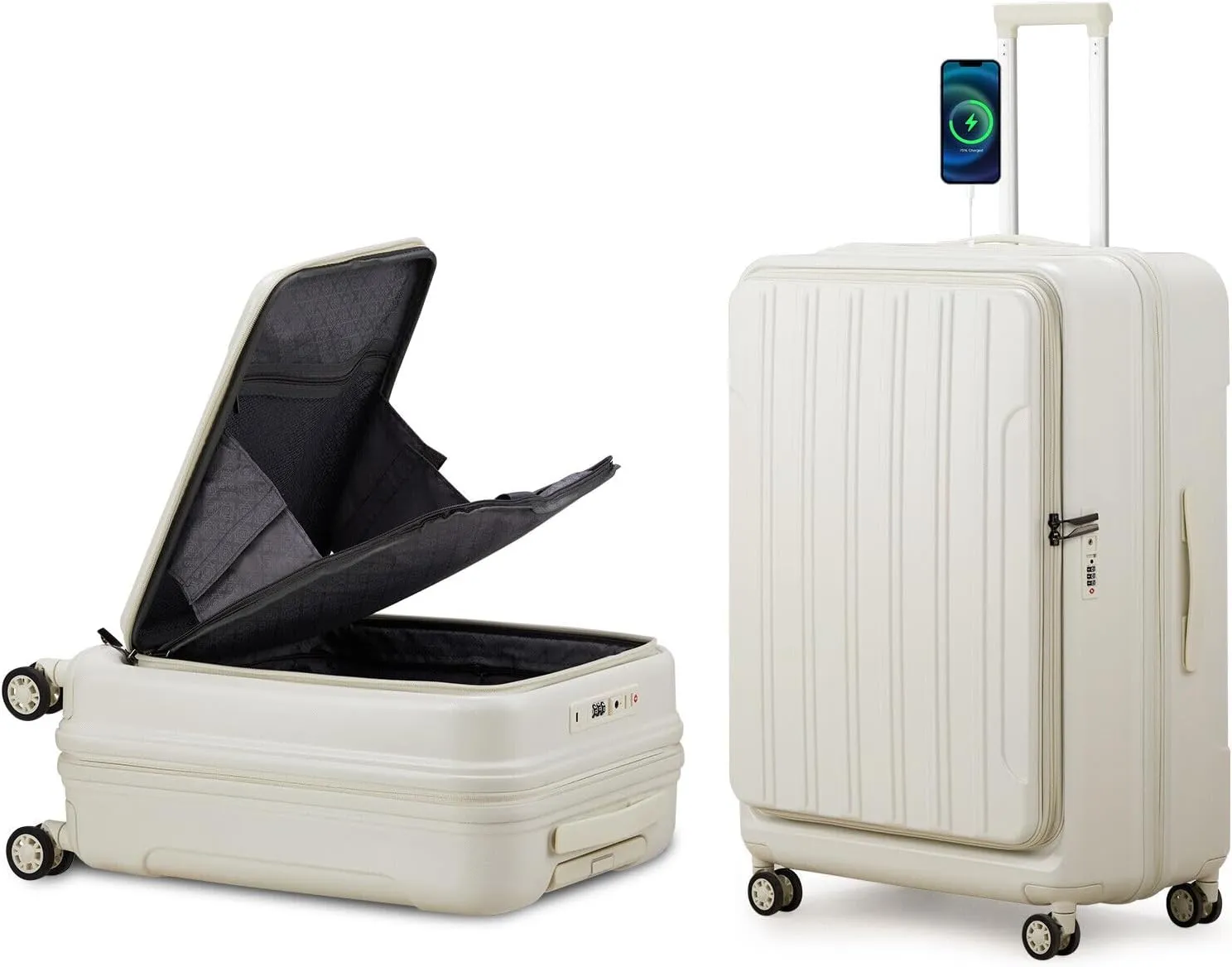 Compatible with Extensible 20' Carry On Luggage Front Pocket Hard Shell Suitcases with Port