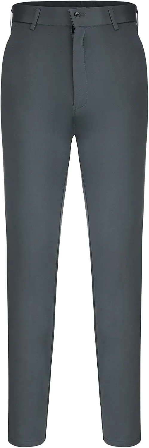 CRNTCEM Stretchy Suit Pants for Men Slim-Fit Flat-Front Formal Dress Pant Tapered Straight Leg Business Office Work Pants