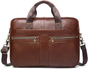 CSCDD Briefcase Men's Briefcase Leather Laptop Bag Large Capacity Handbag Crossbody Bag(D)