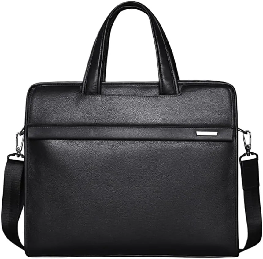 CSCDD Men's Bag Leather Men's Handbag Cowhide Computer Bag 14 Inch Business Briefcase