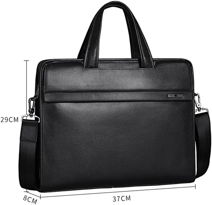 CSCDD Men's Bag Leather Men's Handbag Cowhide Computer Bag 14 Inch Business Briefcase