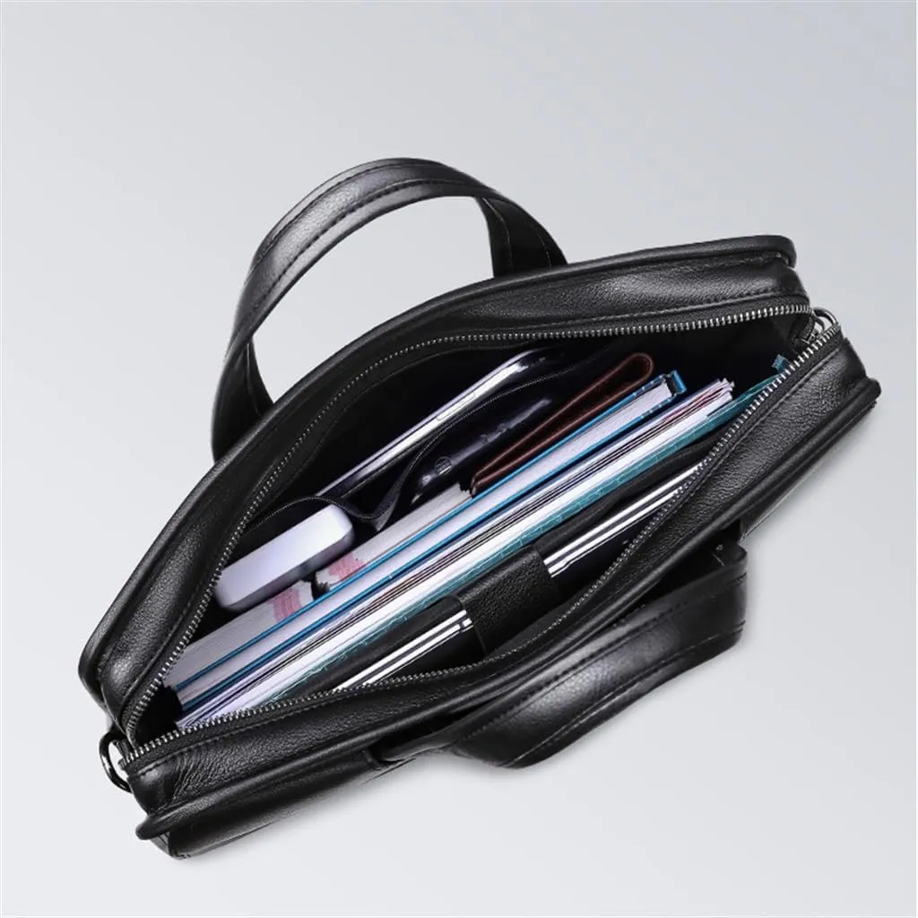 CSCDD Men's Bag Leather Men's Handbag Cowhide Computer Bag 14 Inch Business Briefcase