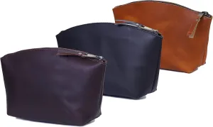 cuero Leather Bag Makeup Bag Cosmetic t For Her For Her toiletry dopp kit Cosmetic Bag (Black)