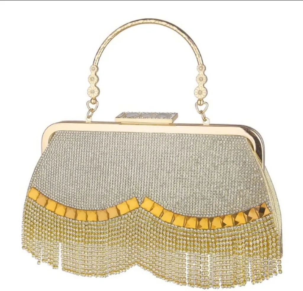 Diamond-Studded Tassel Bag High-End Dress Bag Clutch Bag Handbag Messenger Banquet Bag