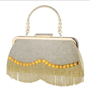 Diamond-Studded Tassel Bag High-End Dress Bag Clutch Bag Handbag Messenger Banquet Bag