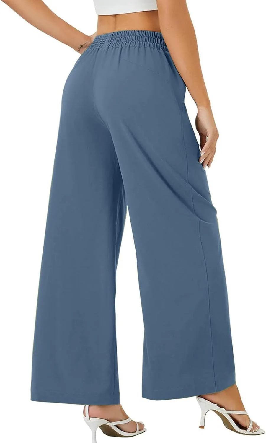 Dressy High Waist Wide Leg for Women Business Work Casual Pants Elegant Loose Fit Solid Straight Leg Trousers