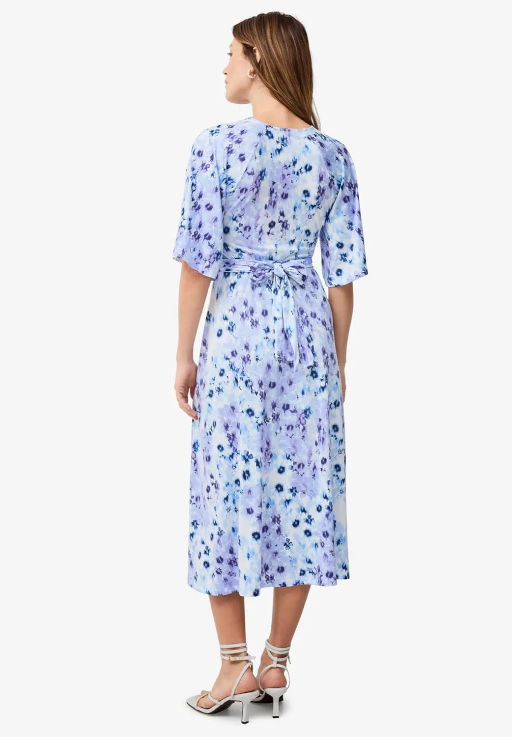 ellos Women's Plus Size Knit Midi Dress with Surplice Neckline & Waist Tie