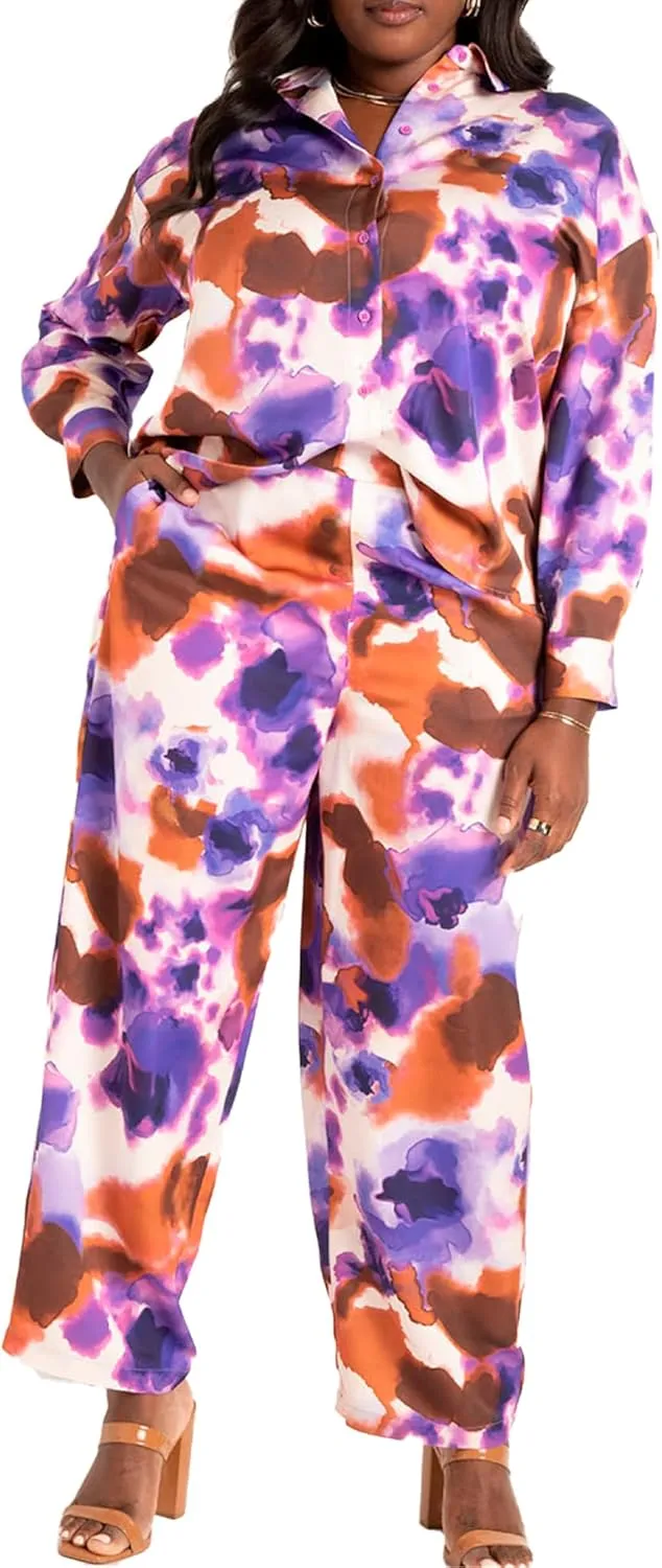 ellos Women's Plus Size Satin Keyhole Empire Midi Dress