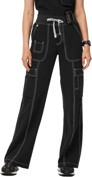 FIGS Yendi High Waisted Cargo Jogger Scrub Pants for Women  High Rise, Classic Fit, Wide Leg, 9 Pockets  Amazon Exclusive